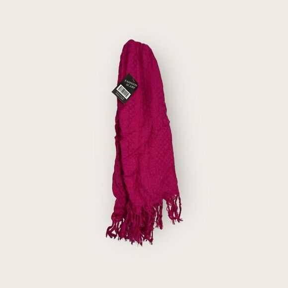 Fuchsia Rayon scarf, with tassels, NWT - Picture 2 of 4